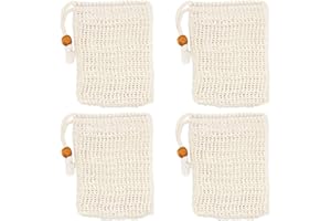 CFSVVD 4 Stück Seifensäckchen, Seifensäckchen für Feste Seife, Seifenbeutel Natürlich Sisal Seifentasche Klein Seifennetz Mit Kordelzug Zum Schäumen Trocknen Seife Bad Massage