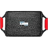 briebe Black Titanium Induction Roasting Griddle, Non-stick Titanium, Cast Aluminum, Roasting Tray 43 x 25 cm, PFOA-free Coat