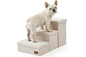 COZY KISS Scala per cani per cani piccoli, rampa pieghevole di stoccaggio per animali con copertura impermeabile, scaletta per cane per divano sedia, leggero, comfort (beige, 43x72x42.5cm, 3)