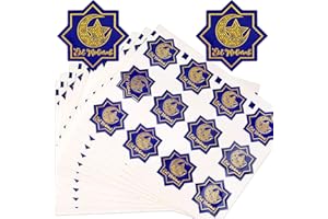 BHGT 120PCS Eid Mubarak Autocollants Ramadan Etiquettes Décoratif en Papier de Ramadan Mubarak Stickers (Bleu)
