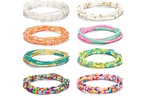 FULU AUTUMN Waist Beads Belly Chain for Women African Colorful Elastic Belly Beads Waist Chain Beach Bikini Body Jewellry for Women and Girls