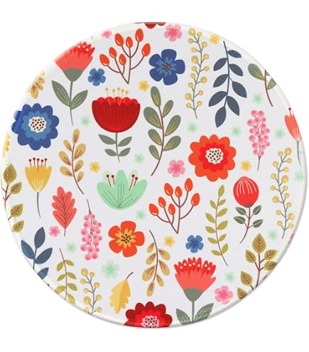 Vintage Blumen-Mauspad – Quadratisches Design Mit Grünen Blumen, Rutschfeste Unterseite, 24x20 Cm Für Büro & Home