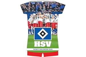 N Neumann - Hamburger SV 2026 – Trikotkalender 34x42 cm mit 12 Monatsblättern, 2-sprachigem Kalendarium & Spiralbindung, origineller Fußball-Wandkalender in Trikotform für Fans: Trikot-Kalender 2026
