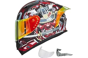 ILM Casco Moto Integrale per Uomo e Donna-Casco Moto con 2 Visiere Compatibile con Pinlock Trasparente e Colorato-Casco Motocross Street Bike ECE Modello Z501,Armor Red,M