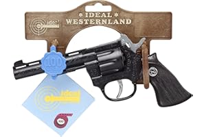 Bauer Spielwaren 4009131 Schrödel J.G. Mustang pistolet zabawkowy do płyt zapłonowych, idealny do kostiumu kowboja lub policyjnego, 100 strzałów, 19 cm, czarny (400 9131)