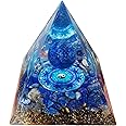 VNSTKWW Crystal Pyramid Orgone Pyramid Moonstone Crystal Ogan Crystal Energy Tower Nature Reiki Chakra Crushed Stone Jewelry Flower of Life Crystal Orgonite Pyramid Home Decor Gifts 6cm