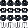 Gluposti Soft Rubber Feet for Cutting Board with Stainless Screws, Cutting Board Feet Non Slip Rubber Feet for Electronics, Small Rubber Bumpers for Furniture, Made in USA, 0.67" W x 0.25" H (12 Pack)