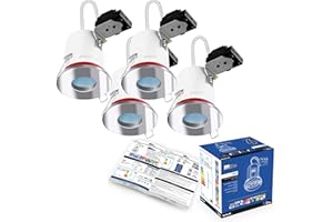 4X GU10 Bathroom IP65 Fire Rated Fixed Downlight Polished Chrome Brite-R LED Spotlight Recessed Ceiling Fitting Die-Cast Aluminium IP65 Rated CE Approved Easy Installation 2 Year Warranty No Bulb