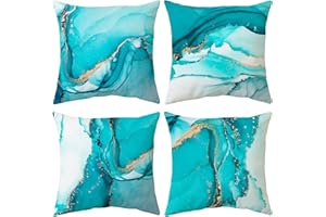 Bestash Fundas Cojines 45x45 Juego de 4 Fundas de Cojines Terciopelo Funda Cojin Decorativas Modernas para Cama Decoración Sofás Sala de Estar Dormitorio（Playa）
