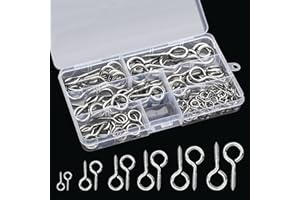 LUCKNIGHT 140 sztuk śrub oczkowych, śruby oczkowe ze stali nierdzewnej, gwint drewniany, 6 rozmiarów, ocynkowane, metalowe śruby oczkowe do projektów DIY, rzemiosła drewnianego, mebli (kolor srebrny)