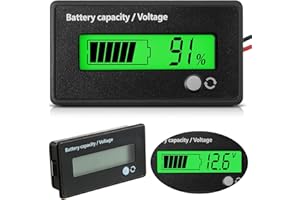 Frienda Dc 12v 24v 36v 48v 72v Battery Meter with Alarm Battery Capacity Indicator Monitor Voltage Meter and Lithium Ion Indicator(Green Light)