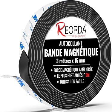 Bande Magnétique Autocollante - 2 Rouleaux De 2 M X 2 Cm - Néodyme épaisseur 1,5 Mm - Adhésif Fort, Coupable Aux Ciseaux