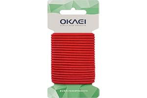 ‎OKAEI OKAEI Gummikordel 3mm x 5m - Hochwertiges Gummiseil in Rot, Flexibles Gummiband/Hutgummi/Rundgummi - Ideal für DIY Projekte und Handwerk