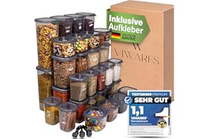 Viwares Vorratsdosen mit Deckel luftdicht - 36er Vorratsbehälter Set - Luftdichte Vorratsdosen für Gewürze Müsli Mehl Aufbewahrung Küche - Praktische Aufbewahrungsbox Küche für Lebensmittel