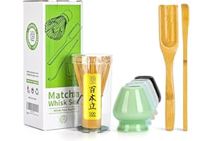 ‎TEANAGOO TEANAGOO Matcha Set| MatchaBesen| matcha zubehör| Matcha Whisk, 4 Stück traditionelles Matcha-Besen-Set, Matcha-Schneebesen (Chasen) Matcha Löffel(Chashaku), MA-01 perfekte Set für die Zubereitung