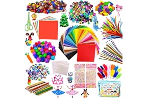 TOLOYE Manualidades Niños 5 6 7 8 Años, Juego de Manualidades, Pipe Cleaners Crafts Set, Limpiadores de Pipa Chenilla y Pompoms con Wiggle Eyes y Craft Sticks, Juego Creativo Regalo para Niñas Niño