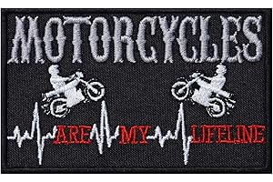 EXPRESS-STICKEREI MOTORCYCLES are MY LIFELINE Biker Patches Sew on Patch - Iron on Patches for Bikers, Bike Racers, Lady Bikers - Popular Applique for Jackets, Jeans, Backpacks, Shirts | 90X55 mm