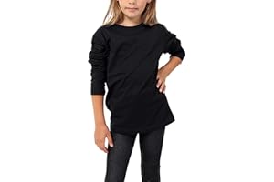 GW CLASSY OUTFIT Camiseta básica de manga larga para niños y niñas, cuello redondo, talla del Reino Unido
