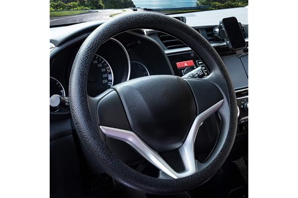 Spurtar Couvre Volant Voiture Deco Voiture Housse Interieur Decoration pour Homme en Silicone - Accessoire Véhicule Protege Universelle et Protection Similaire au Cuir, 38-42 cm, Noire