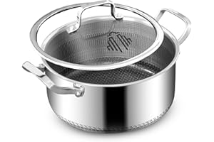 INTIGNIS 24 cm Tri-Ply Stainless Steel Casserole 5 L – Honeycomb Hybrid Non-Stick – Induction & All-Hob Safe – Oven Safe with Glass Lid – PFOA-Free Thick Base – Premium Polished Steel Cookware