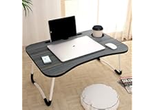 Palazzo Foldable Wooden Laptop Bed Tray Table, Multifunction Lap Tablet Desk with Cup Holder, Perfect for Eating Breakfast, R