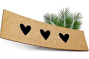 ElbFuchs® Paillasson Coco 75x25cm | Coeurs Noir [Extra Durable & antidérapant] | Tapis Coco Interieur étroit | Paillasson Exterieur Entree Original | paillassons pour entrée