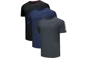 Djtnzdm Fitness T Shirt Uomo Maglia Palestra Poliestere Traspirante Asciugatura Rapida Running Sportiva Maglietta Golf Tennis T-Shirt Estate (Pacco da 3)