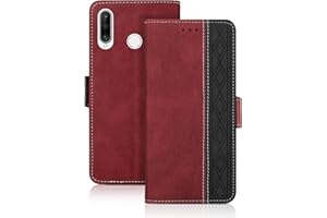 Vaitasy Funda Huawei P30 Lite, Magnética Cuero PU Cover con Ranura para Tarjeta Carcasa Soporte Múltiple Ángulo Funda Compatible con P30 Lite, Rojo