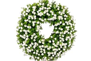 DONDOWN Türkranz Frühling Künstliche Blumen Grün Girlande Haustür Deko Kranz Frühling Außen Blumenkranz Deko Frühlingskranz Türkranz Ganzjährig Deko Bauernhaus Draußen Drinnen Deko Kranz (Grün, 40x40cm)