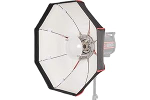 PIXAPRO 60cm Bowens S-Type 2-in-1 White Collapsible Beauty Dish & Softbox Portable Parabolic Reflector Soft Box With Grid & Diffusers Photography Studio Flash Light Modifier Beauty Headshot Photoshoot (White)