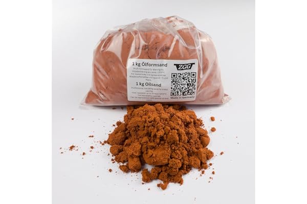 Sable de moulage à l'huile pour fonte métallique, fabriqué en Allemagne, +100 g de talc pour 5 kg et 10 kg, pour métaux légers et lourds, grain très fin, réutilisable, idéal pour les fondeurs
