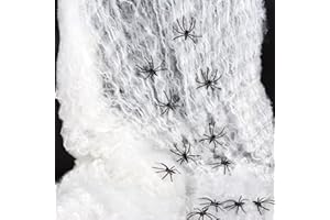 AniSqui 60g Halloween Spider Web Decoration, with 30pcs Fake Spiders, Stretchable Halloween Cobwebs for Halloween Decorations for Party, Enough to Cover 300 Square Feet