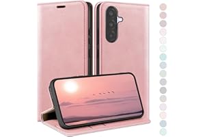 HUOUH Funda para Samsung Galaxy A56 Estuche de Billetera con Cuero de PU con Bloqueo RFID,Titular de Tarjeta de crédito,Cubierta a Prueba de Golpes teléfonos Fundas para Samsung A56 Oro Rosa