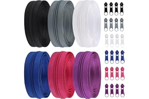 DOITEM Cerniera 5mm 12 Metri Nylon Cerniera Continua Set con Cursore e Cerniera per Gonne, Zaini, Tessili per la Casa, 6 Colori