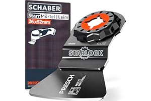 Presch Starlock Schaber Mörtel & Kleber 52mm - Starlock Multitool Zubehör für werkzeuglosen Wechsel - Extrem robuster Multitool Schaber dank Carbonstahl-Körper - Scharf für schnellen Materialabtrag
