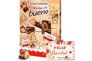 ONZA DULCE Y SALADO SWEET & SALTED Onza Calendario Adviento chocolate Kinder Bueno 2024. Regalo original para Navidad con chocolatinas Kinder Bueno, Kinder Bueno Mini. Calendario de Adviento con Tarjeta de regalo Navideña. (167 gramos)