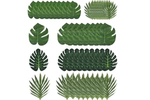 Dstarymnix Dekorativa Konstblad, Förpackning med 50 Konstblad av Palm och Dekorativa Monsterablad, Tropiska Dekorativa Växter