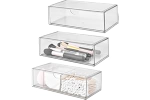 ALINK Badezimmer Organizer Mini mit Schubladen 3 Set, aus Acrylic stapelbar Transparent,für Kommode Waschtisch Badezimmer Spiegelschrank innen