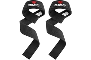 RAW N' FIT MAKE YOURSELF A PRIORITY Raw N' Fit® Lifting Straps, Powerlifting, Straps Gym, Correas de Levantamiento Acolchadas, Black Wrist Straps, Agarres Gym para Hombres y Mujeres, Peso Muerto