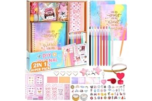 Esnowlee Ensemble de papeterie pour filles – Ensemble de 49 pièces de journal à faire soi-même pour adolescentes et adolescentes, kit de scrapbooking et d'agenda, pour les filles de 8, 9,