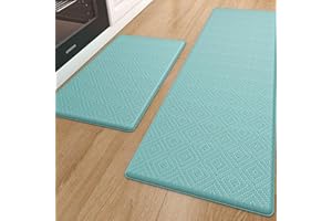 COLOR&GEOMETRY 44x75+44x150 cm tappeto cucina antiscivolo lavabile, Passatoia cucina tappeti cucina, Anti-fatica tappeto vinile cucina imbottito in schiuma per stare in piedi comodamente, Verde
