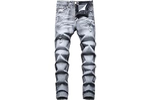 JENY-LUCK Men's Slim Fit Stretch Jeans Ripped Skinny for Men, Distressed Destroyed Straight Leg Fashion Comfort Flex Waist Jeans, Teenager Casual Fashion Designer Classic Regular Fit Basic Denim Pants