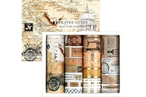 20 Rouleaux Washi Tape Set, Lychii Vintage Ruban Adhésif Décoratif Masking Tapes pour Arts, Bullet Journal, Scrapbooking, Bricolage, Emballage