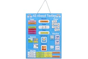 Navaris Calendario Didattico Inglese - Tabellone Magnetico Apprendimento Giorni Mesi Stagioni Clima con 41x Calamite - Gioco Educativo Bambini 3 Anni