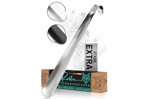 ‎ROBFOX Robfox Edelstahl Schuhlöffel, 33cm lang, Silber Chrom I Extra stabil & optimal langer Schuhanzieher I Anziehhilfe klein & kurz I Metall Schuhloeffel - Shoe Horn I Elegant mit Design-Verpackung