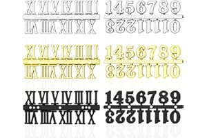 BLUESEABUY 6 Pz Kit Numeri Orologio Inclusi Numero Arabo e Numero Romano Numeri Adesivo Orologio Parete Fai da Te per Sostituzione di Design Riparazione Accessori per Orologi (Oro Argento Nero)