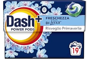 Dash Power Pods Detersivo Lavatrice In Capsule, 19 Lavaggi, Freschezza Di Lenor, Risveglio Primaverile, rimuove addirittura gli odori di sudore vecchi di 7 giorni, per una pulizia impeccabile