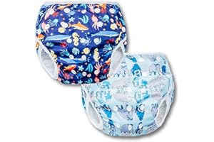 Joyo roy Baby Swim Nappy 2PACK Reusable Swim Nappies for Baby Boy Adjustable and Washable Swim Nappy Cover