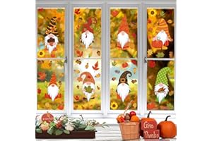 ENAIAH 8 Hojas Pegatina Ventana de Acción Gracias, Pegatina de Decoración de Otoño Pegatinas de Hojas de Arce Etiqueta Ventana de Acción Gracias, Para decoración de Acción de Gracias (8 Hojas)