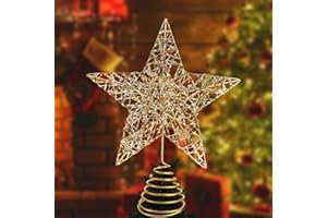 AUMAYCO Roségold Christbaumspitze Stern, 20 x 24cm Glitzer Metall Weihnachtsbaumspitze Dekoration, Baumspitze Weihnachten Weihnachtsbaum Stern Spitze für Weihnachten, Party, Festtagsdekoration